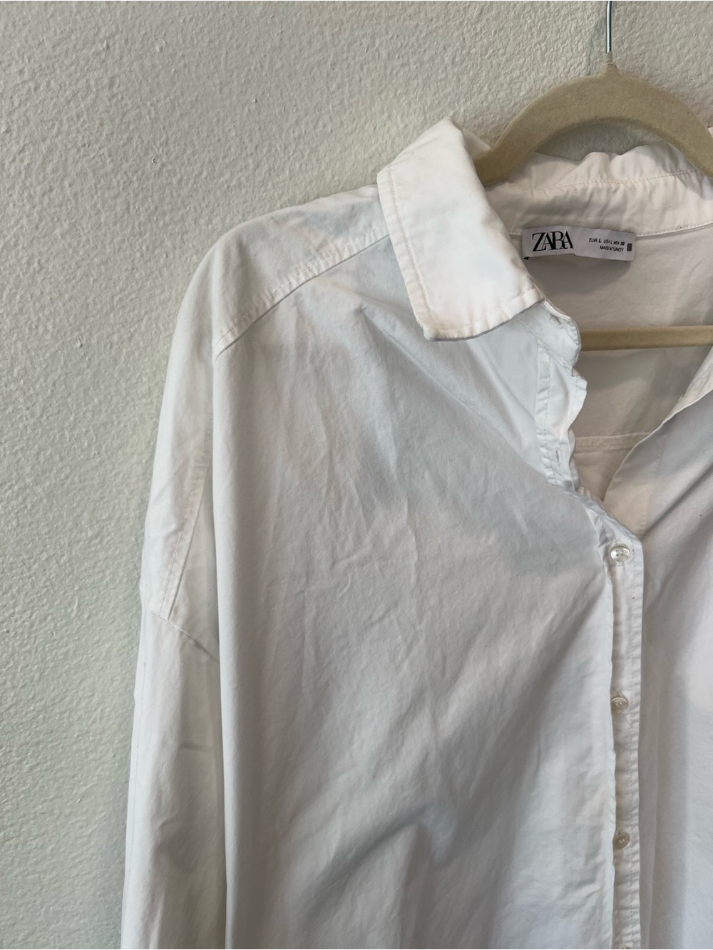 ZARA Oversized White Classic Button-Up Shirt